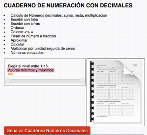 Generar Cuadernillo Números Decimales